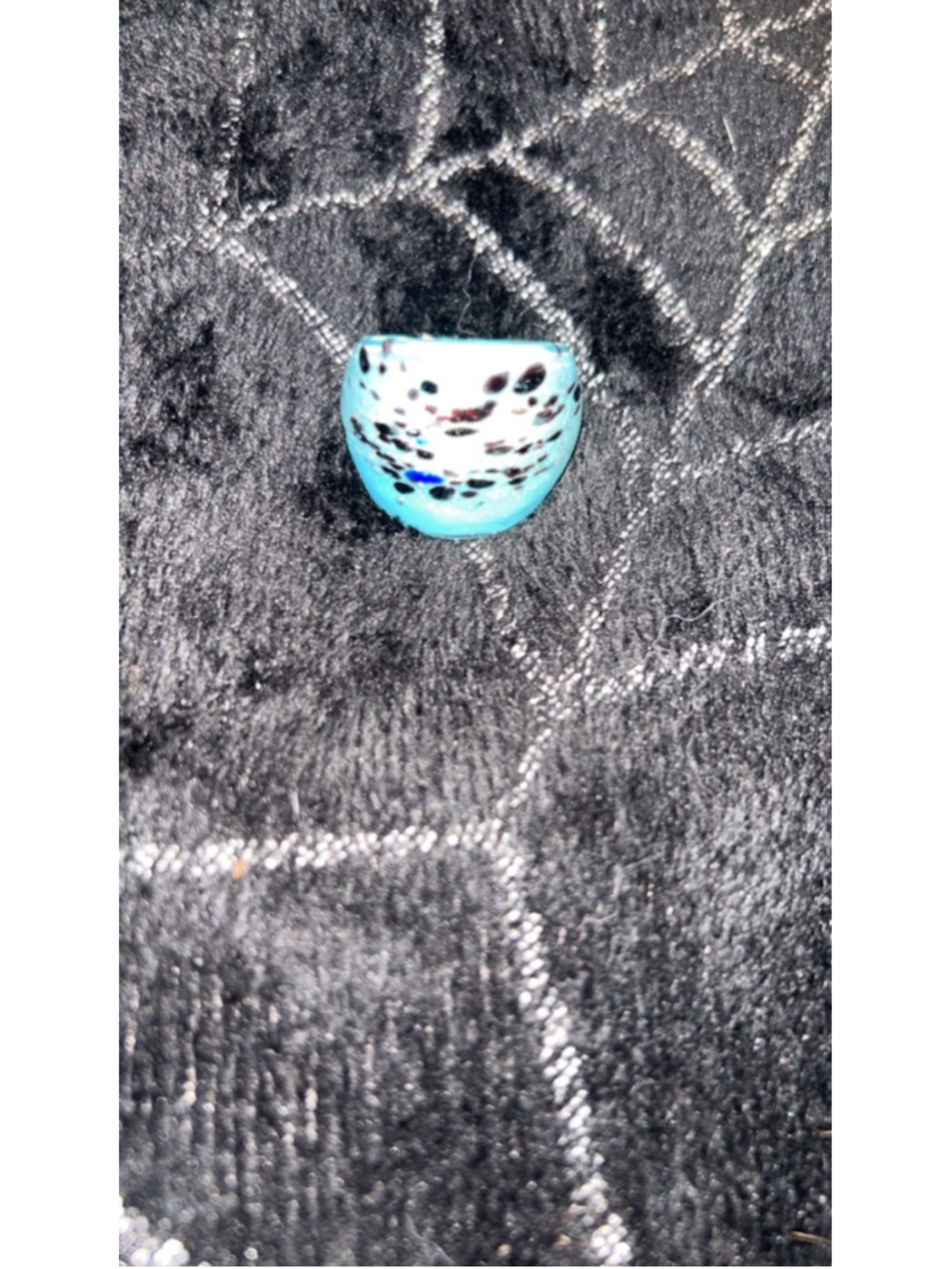 Women's Unbranded Blue & Black Speckled Glass Ring, One Size